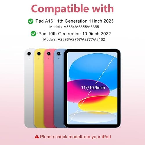 besky Keyboard case for iPad A16 11th 10th Generation 11/10.9 inch, Detachable Keypad，360 Rotatable Magnetic Cover with Pencil Holder for iPad 11 2025 10 Gen 2022 - Light Pink thumbnail 2