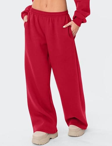 LOMON Wide Leg Sweatpants Women Fleece Sweat Pants Fall Spring Clothes 2026 Teen Girl Baggy Jogger Sweatpant with Pockets thumbnail 2