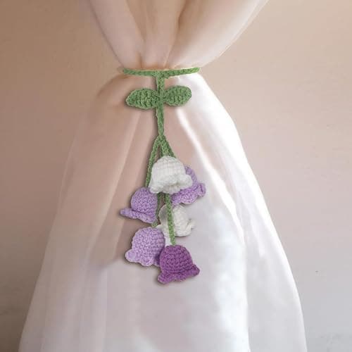 GhuaH Crochet Flower Car Hanging Ornaments Purple Rearview Mirror Hanging Accessories for Women and Girls Cute Crochet Tulip Hanging Plant Decor for Decoration Pendant Car Accessories Pendant thumbnail 6