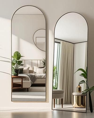 NEARBYSD 58"x18" Arched Full Length Mirror, Floor Mirror with Stand, Freestanding,Wall Mounted Hanging or Leaning Arched-Top Full Body Mirror for Bedroom, Dressing Room -Black thumbnail 3