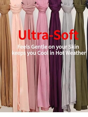 Hijab Scarf for Women Soft Muslim Hijabs Head Wrap Scarves Fashion Long Hair Shawls Stretchy Muslin Headscarf thumbnail 5