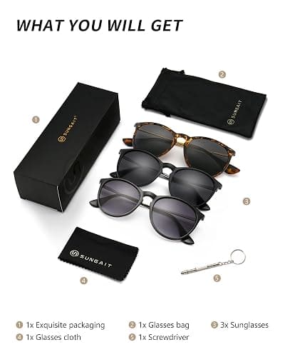 SUNGAIT Premium Vintage Round Sunglasses for Women Men Classic Retro Trendy Style thumbnail 6