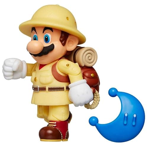 Nintendo Super Mario Explorer Mario 4” Articulated Figure with Blue Power Moon thumbnail 4