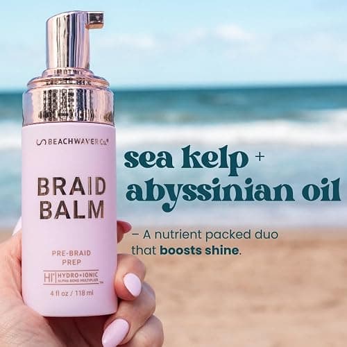 The Beachwaver Co. Braid Balm Pre-Braid Prep - Full Size (4 Fl Oz) | Frizz-Taming Primer Foam | Strengthen and Reduce Flyaways w/HiX Vegan Bond Multipliers - For All Hair Types | Bondi Beach Day thumbnail 8