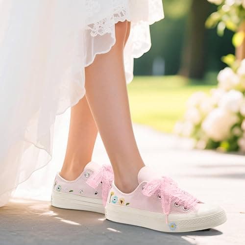WEGOODZF Flat Lace Shoelaces for Women: 2 Pairs 2.3 CM Wide Lacy Fancy Shoe Laces thumbnail 7