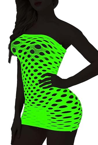 Vorifun Sexy Womens Strapless Fishnet Lingerie Sleepwear Mini Dress Tube Chemise Bodysuit One Size thumbnail 4