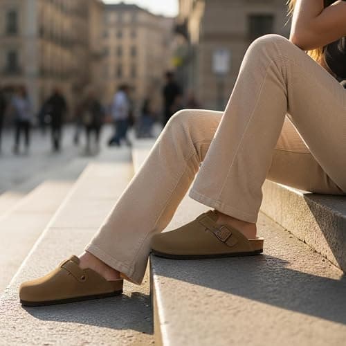 CUSHIONAIRE Women's Hana Cork footbed clog with Genuine Leather upper, Faux Fur lining, and +Comfort thumbnail 2