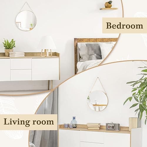 Dahey Wall Hanging Mirror Decor Gold Round Mirror with Hanging Chain for Home Bathroom Bedroom Living Room,11.75"X11.75" thumbnail 5