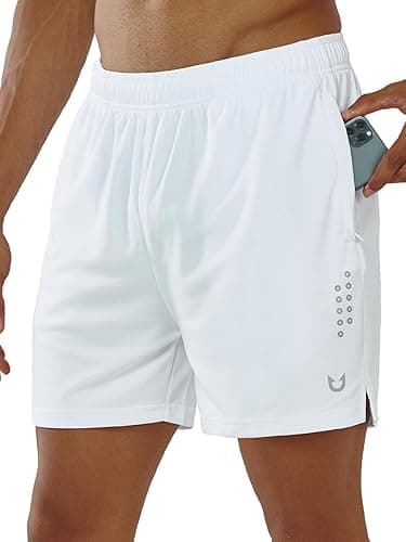 NORTHYARD Men's 5"/7"/10" Athletic Basketball Shorts Workout Gym Quick Dry Shorts Lightweight Mesh Running Shorts Tennis - 5 inch - Large - White - Image 1