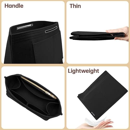 OPPOSHE Purse Organizer Insert for Longchamp Le Pliage, Premium Felt Long Champ Bag Handbag Women, Tote Organizer Insert with 9 Compartments (Large, Black) thumbnail 6