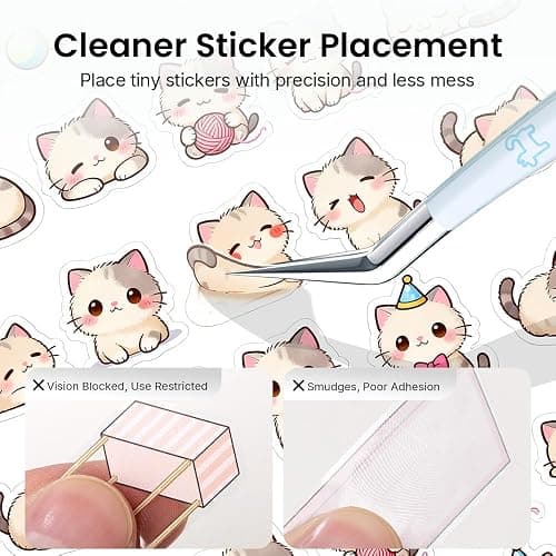 Cryslora Precision Craft Tweezers, Curved Extended Fine Tip Sticker Tweezers for 3D Scene Stickers, Scrapbooking, Journaling, DIY Paper Crafts, (Blue) thumbnail 3