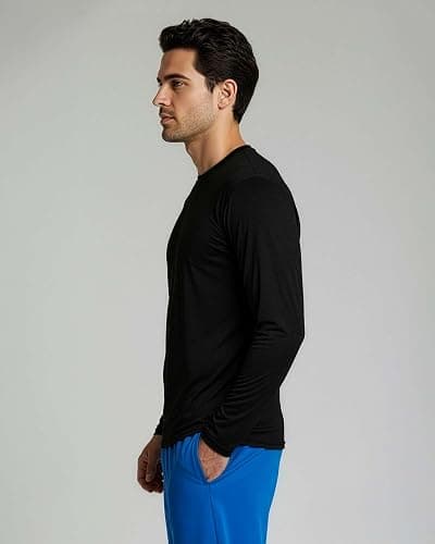 Real Essentials 4 Pack: Mens Long Sleeve Dry Fit T Shirts Hiking Fishing Workout Gym Work Sun UPF 50 Wicking Running Tee thumbnail 5