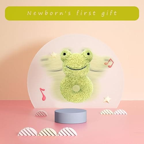 Doindute Baby Frog Soft Rattle Toy, Plush Frog Infant Shaker Rattle Easy-Grasp Stuffed Animal Toy, Gifts for Newborns Babies Toddlers Boys Girls, Green, 6 Inches thumbnail 5