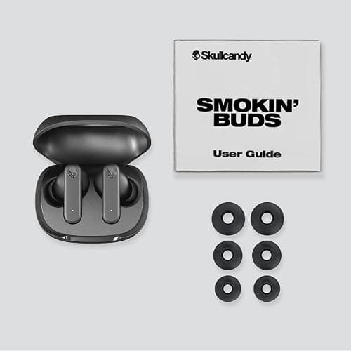 Skullcandy Smokin’ Buds Wireless Earbuds, Bluetooth Headphones, Noise Isolating Fit, Up to 20 Hours Battery, IPX4 Sweat and Water Resistant, Microphone for iPhone Android - Preppy Blue thumbnail 9