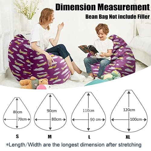 FANSU Pouf Poire Sans Remplissage Pour Enfant, Ado, Adulte - 3D Plateau-Jeu Salon Chambre, Housse Sac Haricots, Polyvalent Rangement (80x90cm, Lumière Bleue) thumbnail 2