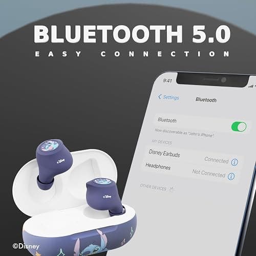 Disney Lilo and Stitch Bluetooth Earbuds w/Charging Case- Wireless Headphones w/Built-in Mic+ Up to 30 Hrs Playtime- Lilo and Stitch Gifts for Girls,Boys,Women,Men,All Fans of Lilo and Stitch Stuff thumbnail 6