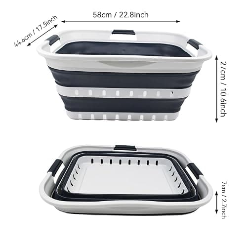 SAMMART 42L (11 gallon) Collapsible Plastic Laundry Basket - Foldable Pop Up Storage Container/Organizer - Portable Basket - Space Saving Hamper (Grey/Slate Grey (Set of 2)) thumbnail 3
