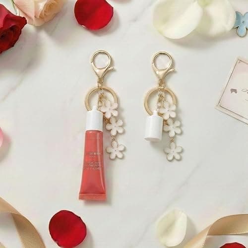 LUHOHI Lip Balm Cap Keychain for Summer Fridays Lip 0.5oz Gloss With Flower Charms Portable Accessorie (No Lip Balm) thumbnail 3