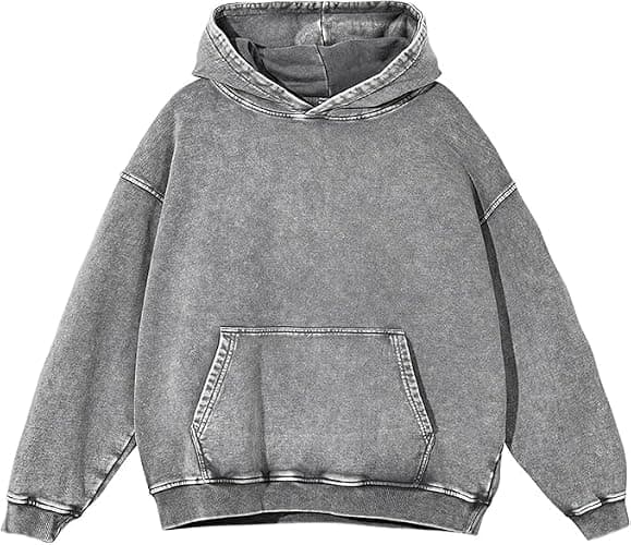 KEEPSHOWING Mens Oversized Hoodies Vintage Hoodie Couples Pullover Acid Wash Hoodies for Men Streetwear Sweatshirts thumbnail 2