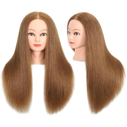 ZOMOI Mannequin Head 100% Human Hair,Hairdresser Cosmetology Mannequin Doll Head Practice Braiding Head with Free Clamp (27#Light Brown) thumbnail 4