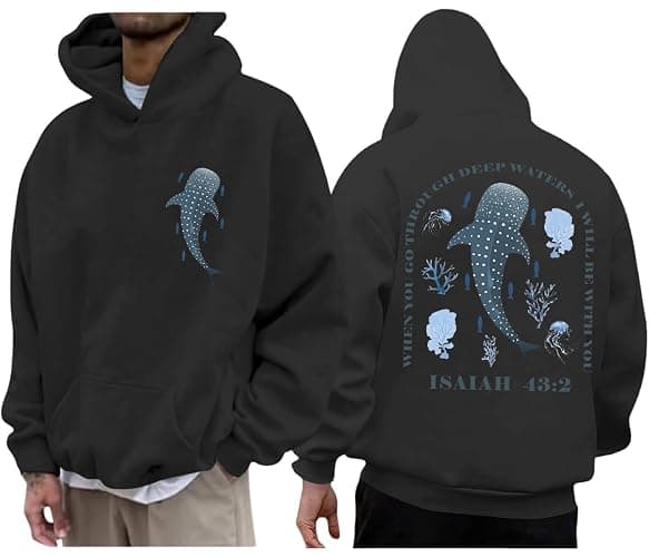 Whale Shark Hoodie & Sweatshirt When You Go Through Deep Waters Shirt Christian Bible Verse Isaiah 43 2 Shirt thumbnail 7