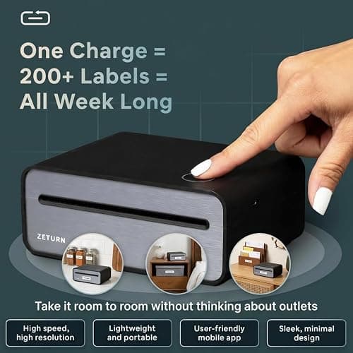 Zeturn 4x6 Thermal Shipping Label Printer - Wireless Bluetooth, Rechargeable Battery, No Ink Needed - for iPhone, Android, Home thumbnail 8