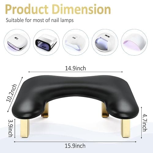 Nail Arm Rest, Arm Rest for Nails Tech, Foldable Nail Tech Client Arm Rest, PU Leather Nail Hand Rest, U Shape Manicure Hand Rests for Foot Hand Rest, Black thumbnail 2