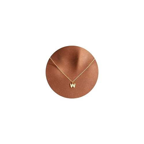 M MOOHAM Initial Necklace for Girls Kids Women - Cute Letter A-Z Necklaces | 14K Gold-Plated Initial Necklace, Small Letter Necklace, Birthday Gifts for Girls Kids Teen Girls, Kids Little Girl Necklaces - Image 1