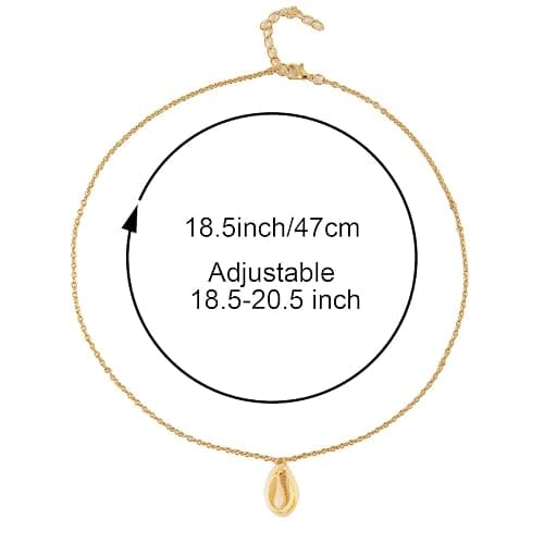 Haceolhada 5Pcs Natural Scallop Conch Seashell Necklace Inlaid with Gold Rimmed Sea Shell Necklace Adjustable Seashell Jewelry Gifts for Women - Gold thumbnail 3