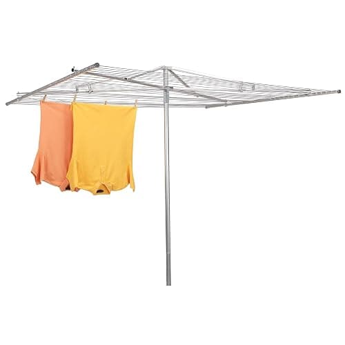 Household Essentials 17130-1 Rotary Outdoor Umbrella Drying Rack | Aluminum | 30-Lines with 210 ft. Clothesline,Silver - Image 1