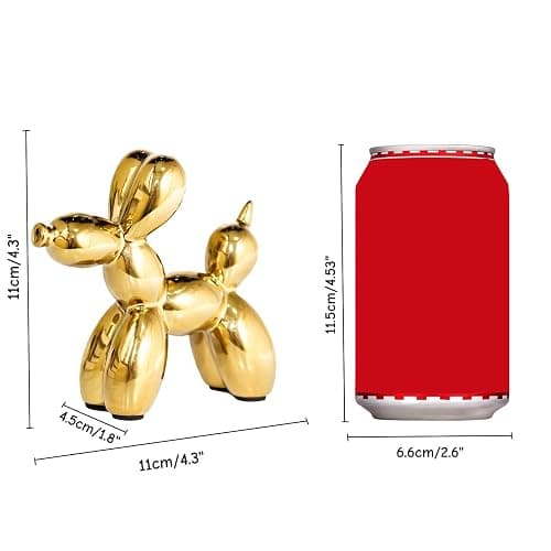 Aartihejoy Creative Gold Balloon Dog Statues Small Ceramic Animal Sculpture Modern Home Decor Living Room Desktop Decorations Bedroom Office Cabinet Ornament (Gold) thumbnail 3