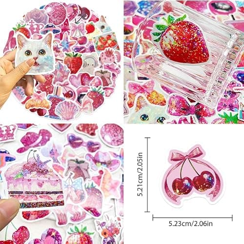 50 PCS Vintage Pink Y2K Girls Stickers, Waterproof Retro Aesthetic Sticker for Water Bottles Laptops Phone Luggage Guitar Journaling Decorative Decals for Girl Teens Adults thumbnail 7