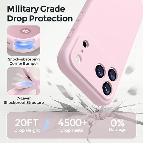 Ktele Magnetic for iPhone 17 Pro Max Case [Compatible with Magsafe] [Premium Silicone Satin-Smooth Touch] Slim Shockproof Anti-Scratch Microfiber Lining Case, 6.9 inch, Chalk Pink thumbnail 6