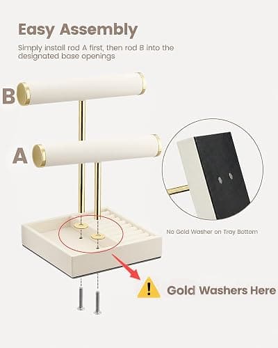 Lolalet 2-Tier Bracelet Holder Organizer, PU Jewelry Display Stand -Beige | Easy-Clean Jewelry Holders with Storage Tray for Ring, Space-Saving Watch Rack for Vendors, Room Decor, Gift for Girls Women thumbnail 5
