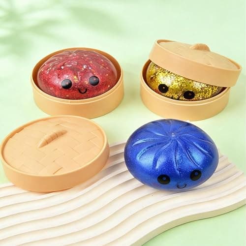 Dumpling Squishies,Glitter Dumpling, Glitter Squishy with Box,Easter Basket Stuffers (Pink) thumbnail 2