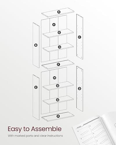 VASAGLE Bookcase, 6-Tier Bookshelf, Open Storage Shelf, Shelving Unit, 24 x 60 x 178.5 cm, for Living Room, Home Office, Dinning Room, Rustic Brown LBC169K01 thumbnail 6