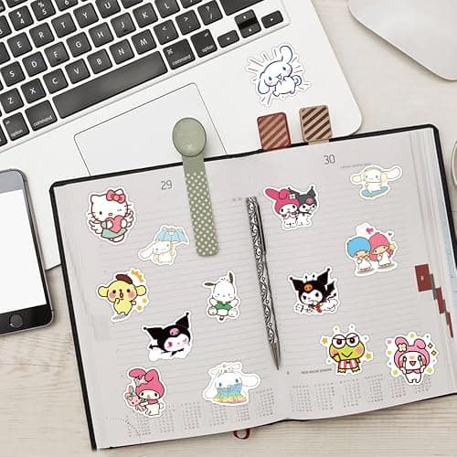 100pcs Hellokitty Kuromi Mymelody Stickers for Kids, Cute Sanrio Cartoon Waterproof Vinyl Decal for Teen Girl Adult Notebook Laptop Water Bottle Skateboard Guitar Travel Case Phone Bike thumbnail 7