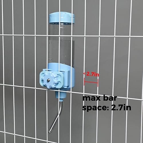 Vannon Top Fill Small Animal Water Dispenser for Cage, 23oz Auto Feeding Crate Water Bottle for Rabbit, Chinchilla, Ferret, Guinea Pig, Squirrel, Hedgehog, Pet Nozzle Diameter: 10mm, BPA Free, Blue thumbnail 7