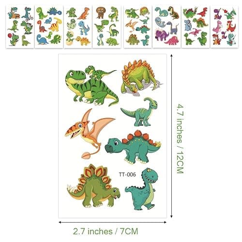 Temporary Tattoo Kids for Birthday, 104pcs Dinosaur Tattoos Stickers for Boys Girls Individually Wrapped, Realistic Temporary Tattoos Paper Adult Women for Party Favors thumbnail 6