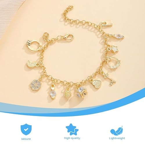 LQIOACU 2 Pièces Bracelet Charms or argent Femme, Bracelet à Breloques en Or et Argent, Bijoux de Mode Cadeau pour Femme thumbnail 4