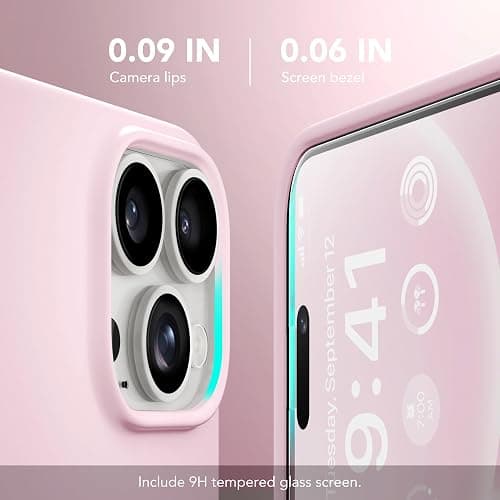 GONEZ Magnetic for iPhone 15 Pro Max Case, [Compatible with MagSafe] Anti-Scratch Microfiber Lining & Screen Protector, Shockproof Slim Phone Silicone Cover 6.7 inch, Chalk Pink thumbnail 6