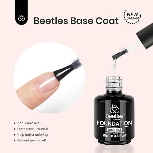 Beetles 3Pcs Top Coat Base Gel & Nail Glue Set, No Wipe Base Coat with 9 In 1 Adhesive Shine Effect Long Lasting Soak Off UV Light Lamp DIY Gifts for Women & Girls thumbnail 7