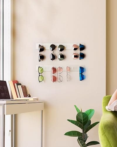 MaxGear Sunglasses Organizer 2 Pack, Wall-Mounted Eyeglasses Holder, Clear Acrylic Display Rack with 14 Slots, Ideal for Home and Office Storage thumbnail 2