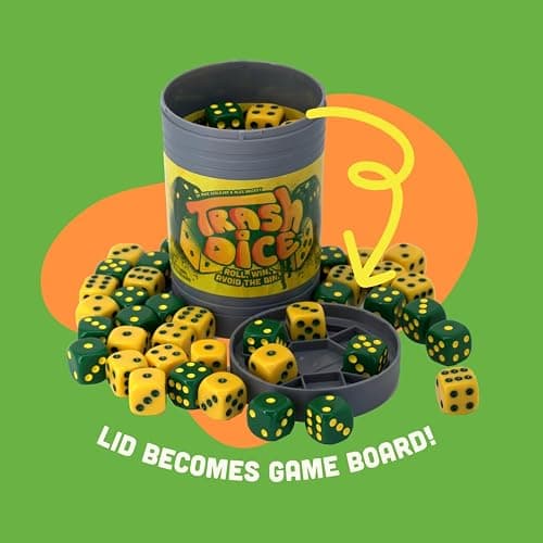 Big Discoveries Trash Dice Fast-Paced Family Dice Game | Exciting 2-Player Board and Dice Game with Trash Can and 40 Piece Dice Set | for Travel, Party, and Games Night thumbnail 5