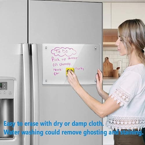 Acrylic Note Board Refrigerator Dry Erase Board Magnetic Clear 15”x11 Includes 4 Dry Erase Markers thumbnail 4
