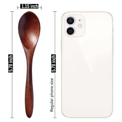 Hefild 7 PCS Small Wooden Spoons, 5.8 Inch Honey Spoons for Tea, Hardwood Wooden Honey Teaspoon for Coffee, Little Tiny Wood Spoons, Bamboo Table Spoon for stirring, Wooden Spoons for Utensils Set thumbnail 2