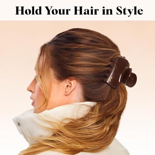 Kitsch Plastic Puffy Claw Clip for Women - 3.15 Inches Claw Clips for Full or Half Ponytail, Secure Hold for Thick Hair, Stylish Hair Accessories | Ideal Gifts for Women - Chocolate, 1pc thumbnail 5