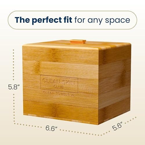 Clean Skin Club Luxe Bamboo container with Cover, includes 50 Clean Towels® XL Original disposable face towels thumbnail 4