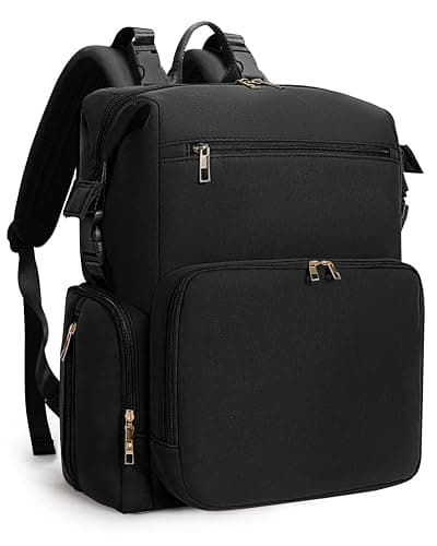 CEI-CEI Neoprene Diaper Bag Backpack with Changing Pad, Large Newborn Baby Maternity Bags Travel Tote with Insulated Pockets (Black) - Image 1