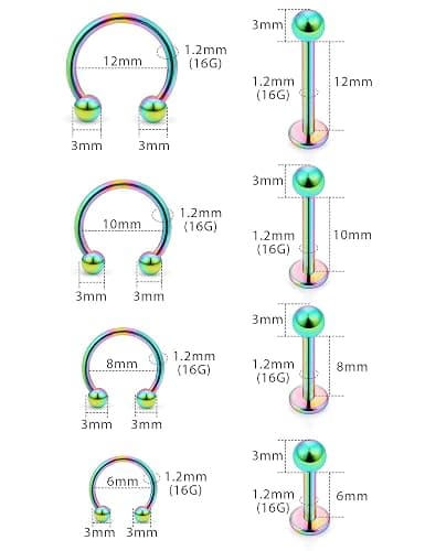 Xwnskvvz Lip Rings 32PCS Labret Jewelry Monroe Lip Ring Snake Bite Piercing Jewelry 16G Helix Earring Daith Tragus Cartilage Studs Surgical Steel Piercing Jewelry for Women Men thumbnail 2